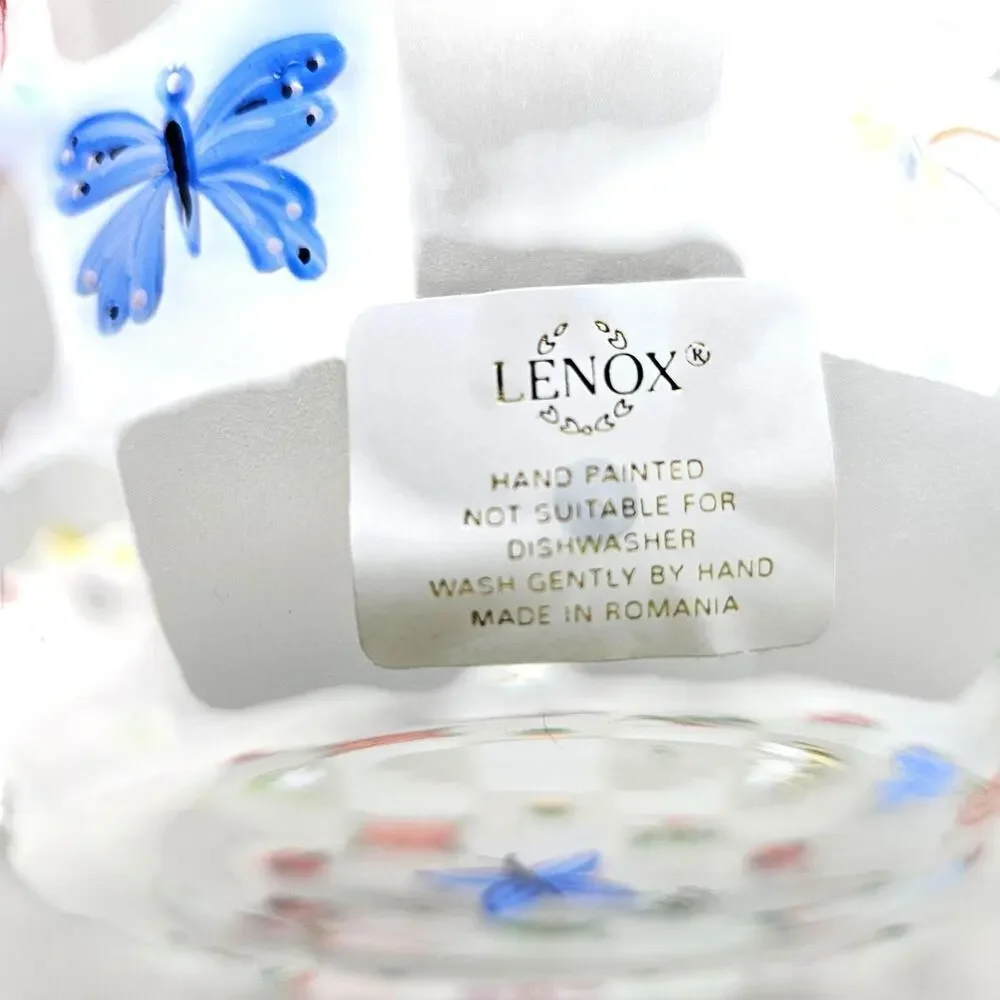 Lenox Natures Splendor Hand Painted Salad Bowl Floral Butterfly Romania NIB VTG